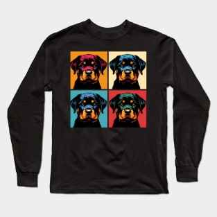 Pop Retro Rottweiler Art - Cute Puppy Long Sleeve T-Shirt